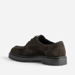 Derby plateau marron cuir velours semelle crantée