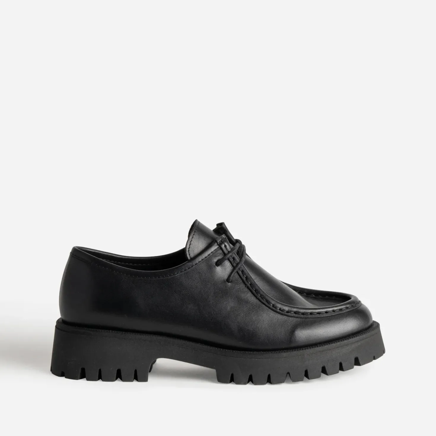 Derby plateau noir cuir