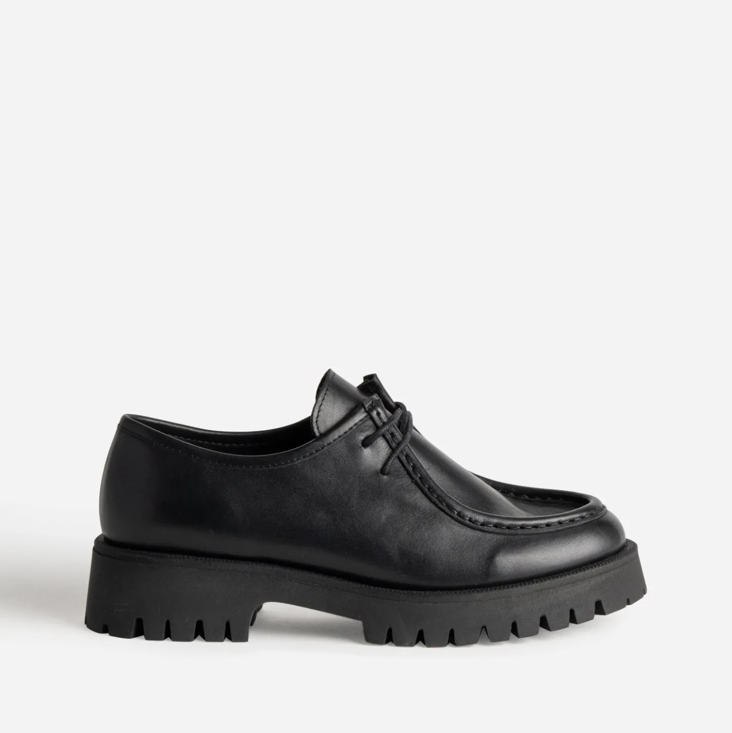 Derby plateau noir cuir