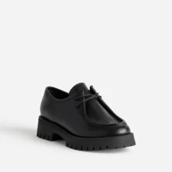 Derby plateau noir cuir