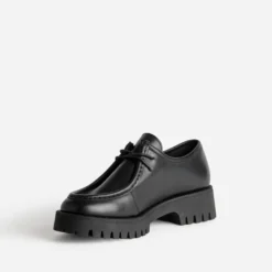 Derby plateau noir cuir