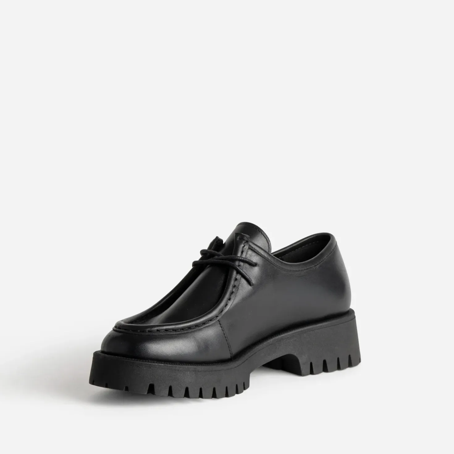 Derby plateau noir cuir