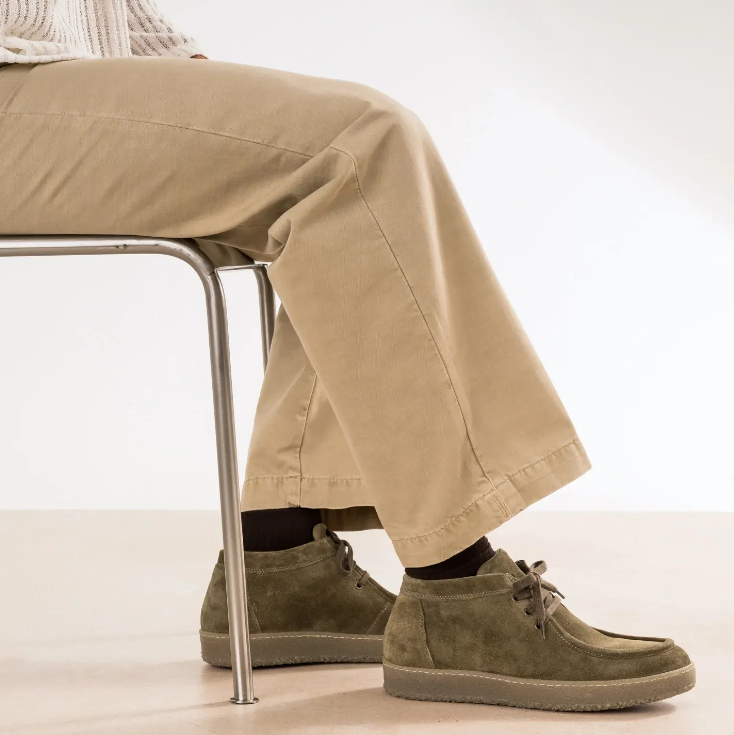 Derby plateau taupe cuir velours