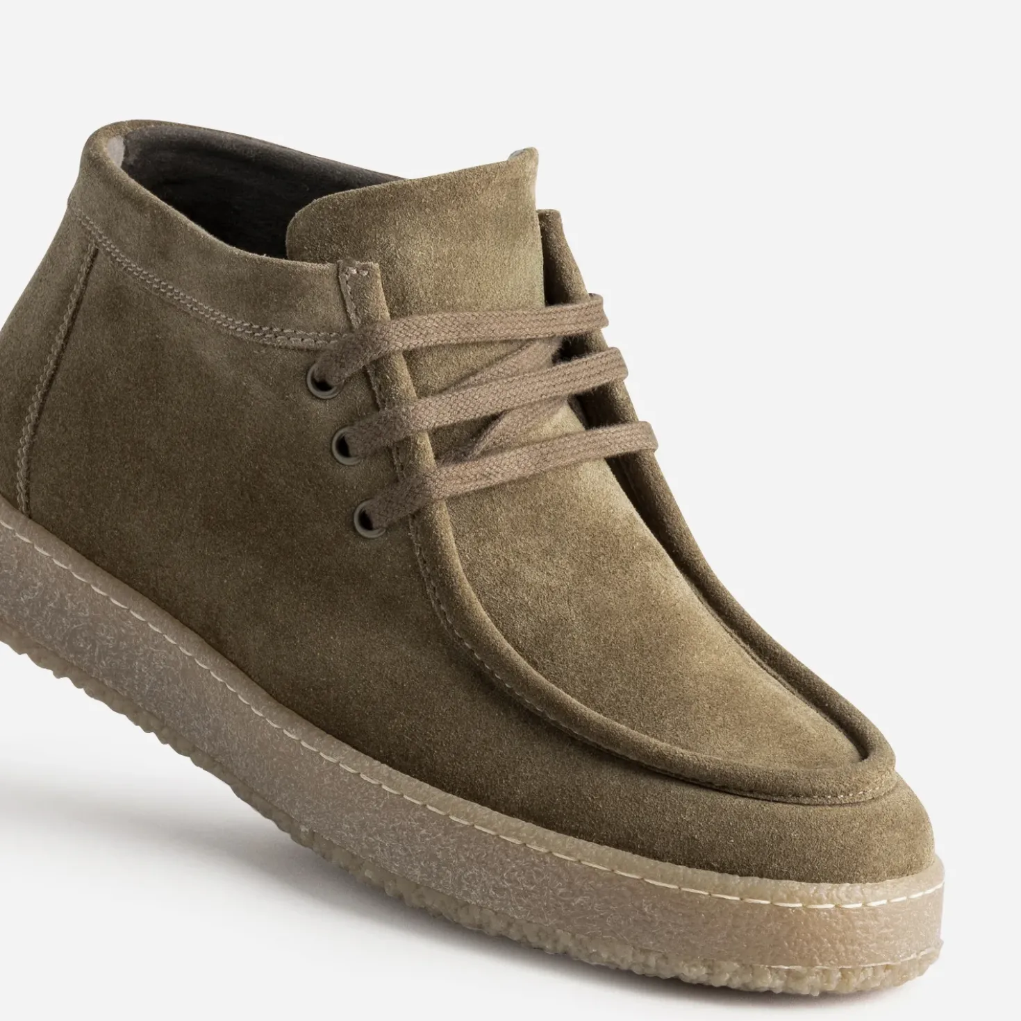 Derby plateau taupe cuir velours