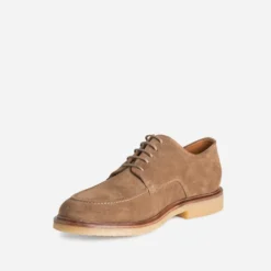 Derby à plateau taupe cuir velours