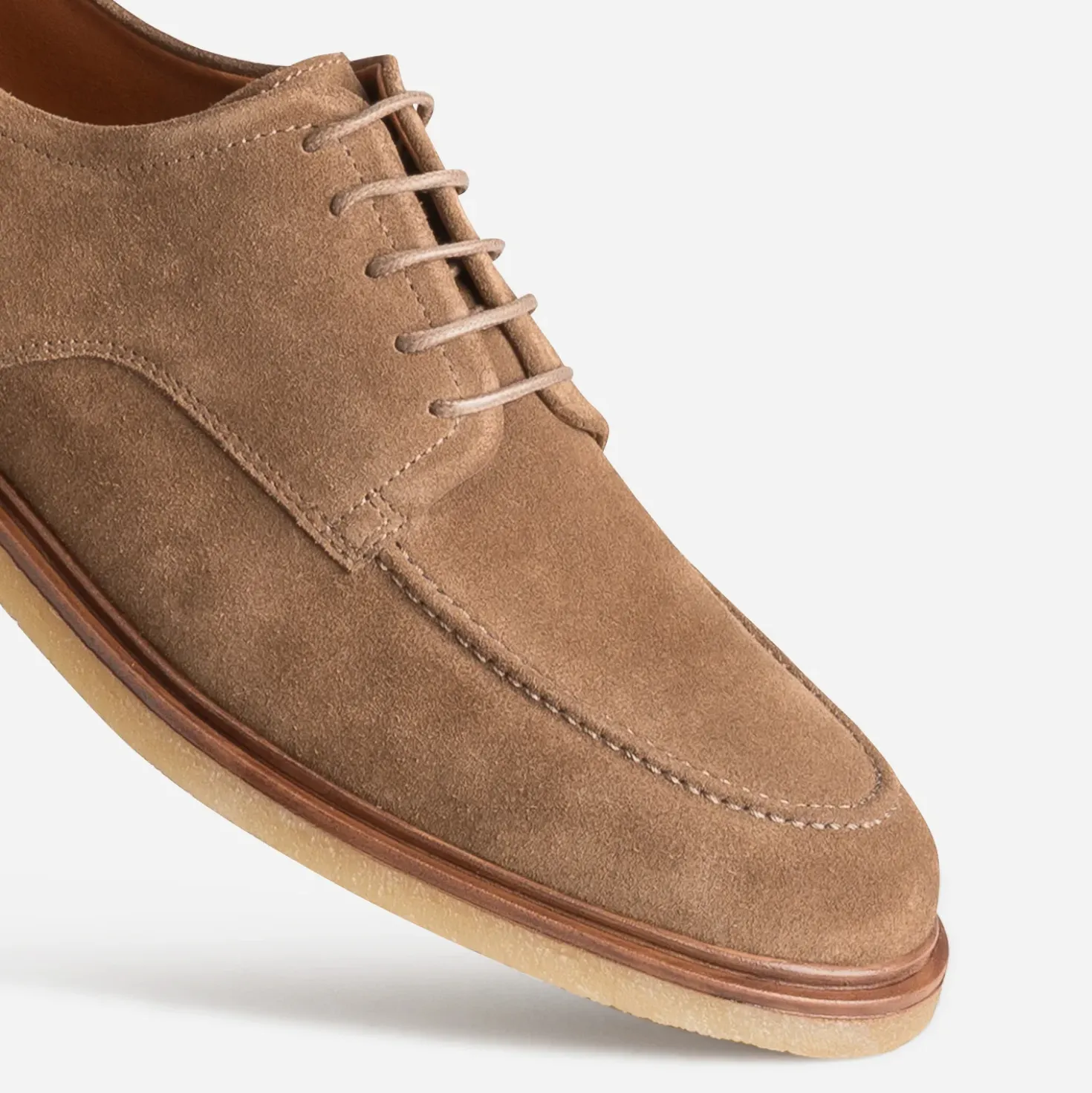Derby à plateau taupe cuir velours