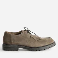 Derby plateau taupe cuir velours semelle crantée
