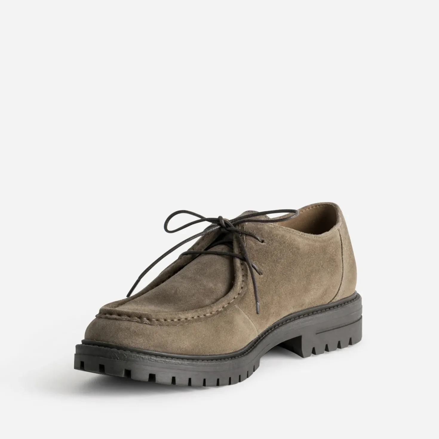 Derby plateau taupe cuir velours semelle crantée