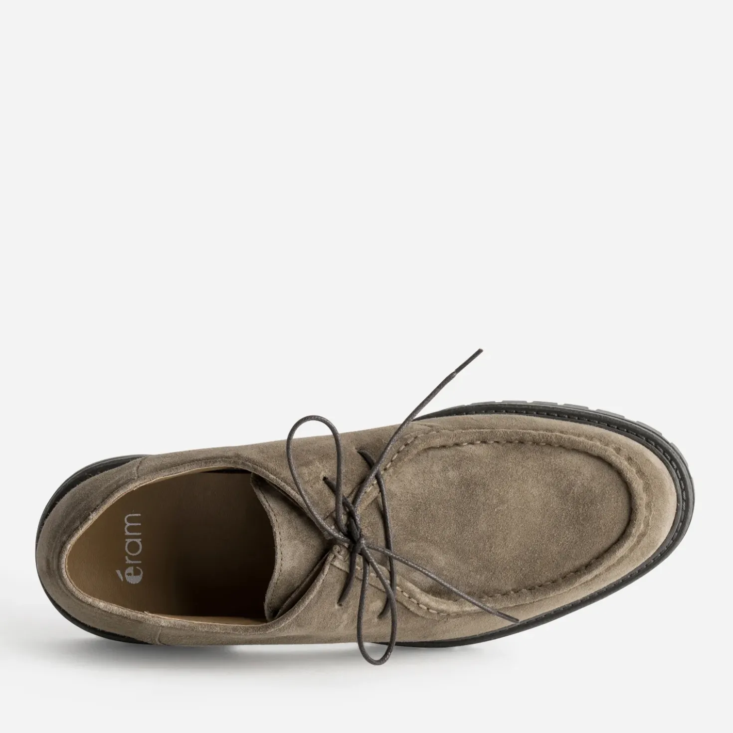 Derby plateau taupe cuir velours semelle crantée