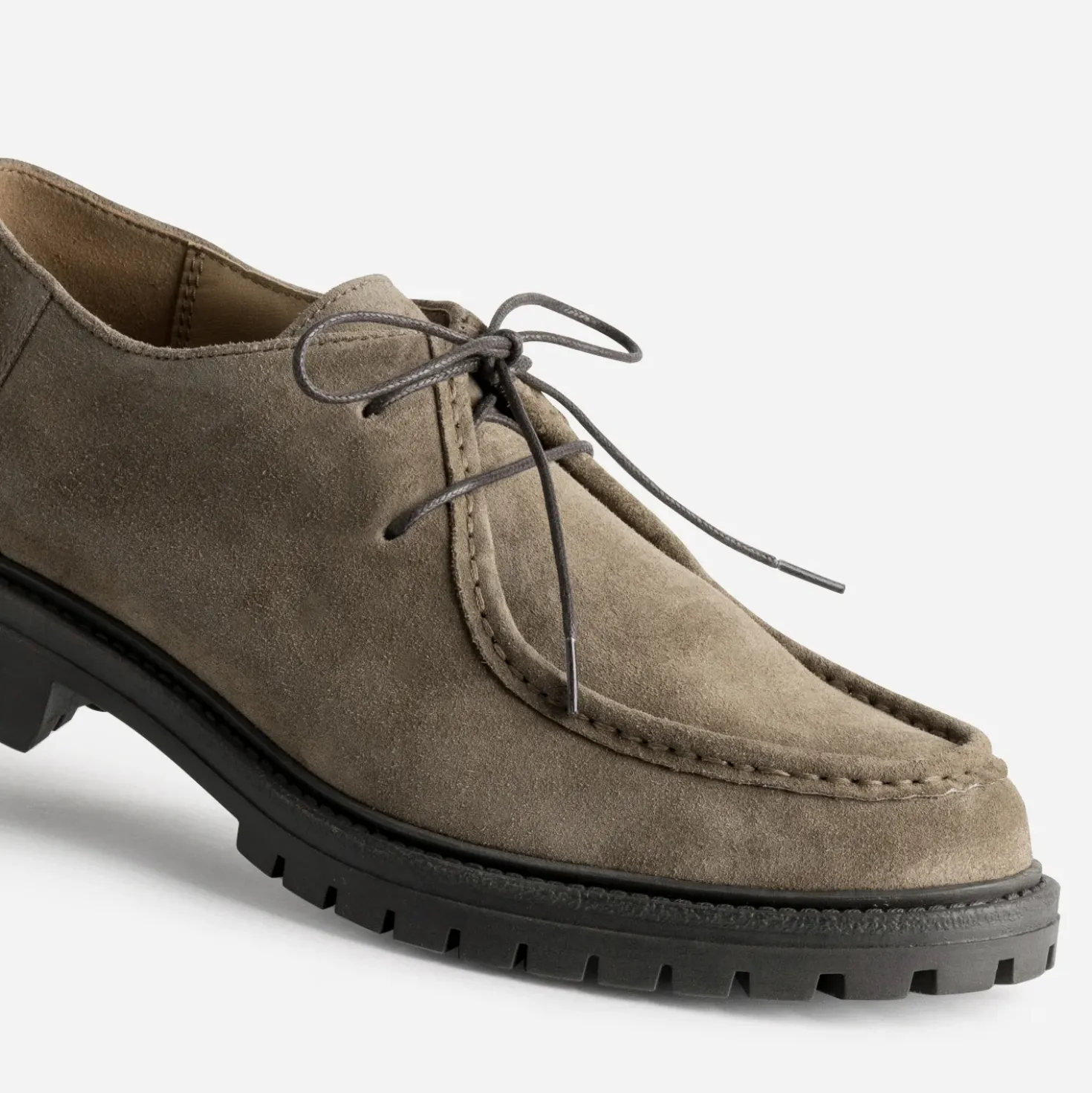 Derby plateau taupe cuir velours semelle crantée
