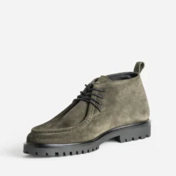 Derby semi-montant kaki cuir velours
