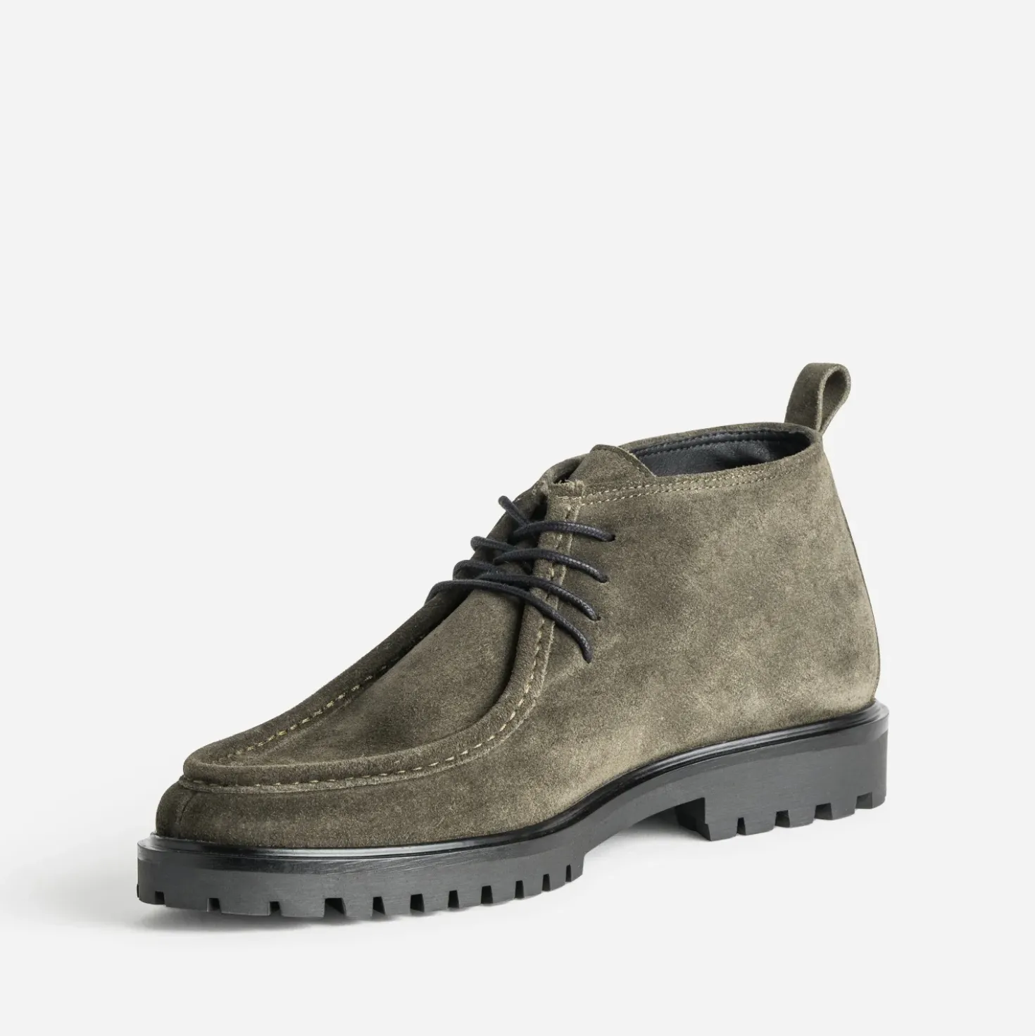 Derby semi-montant kaki cuir velours