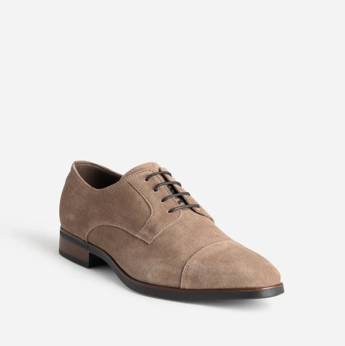 Derby taupe cuir velours