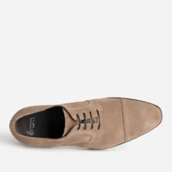 Derby taupe cuir velours