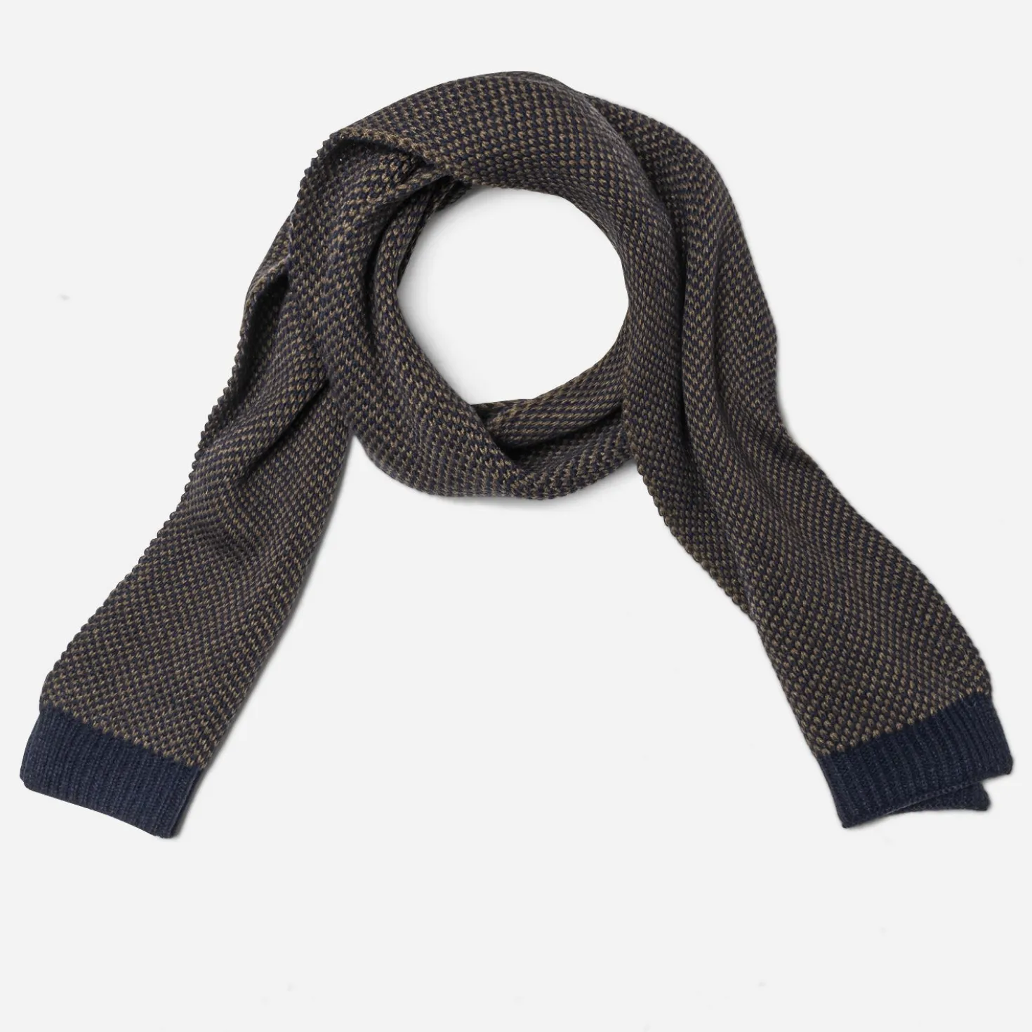 Echarpe marine et kaki tricot Homme