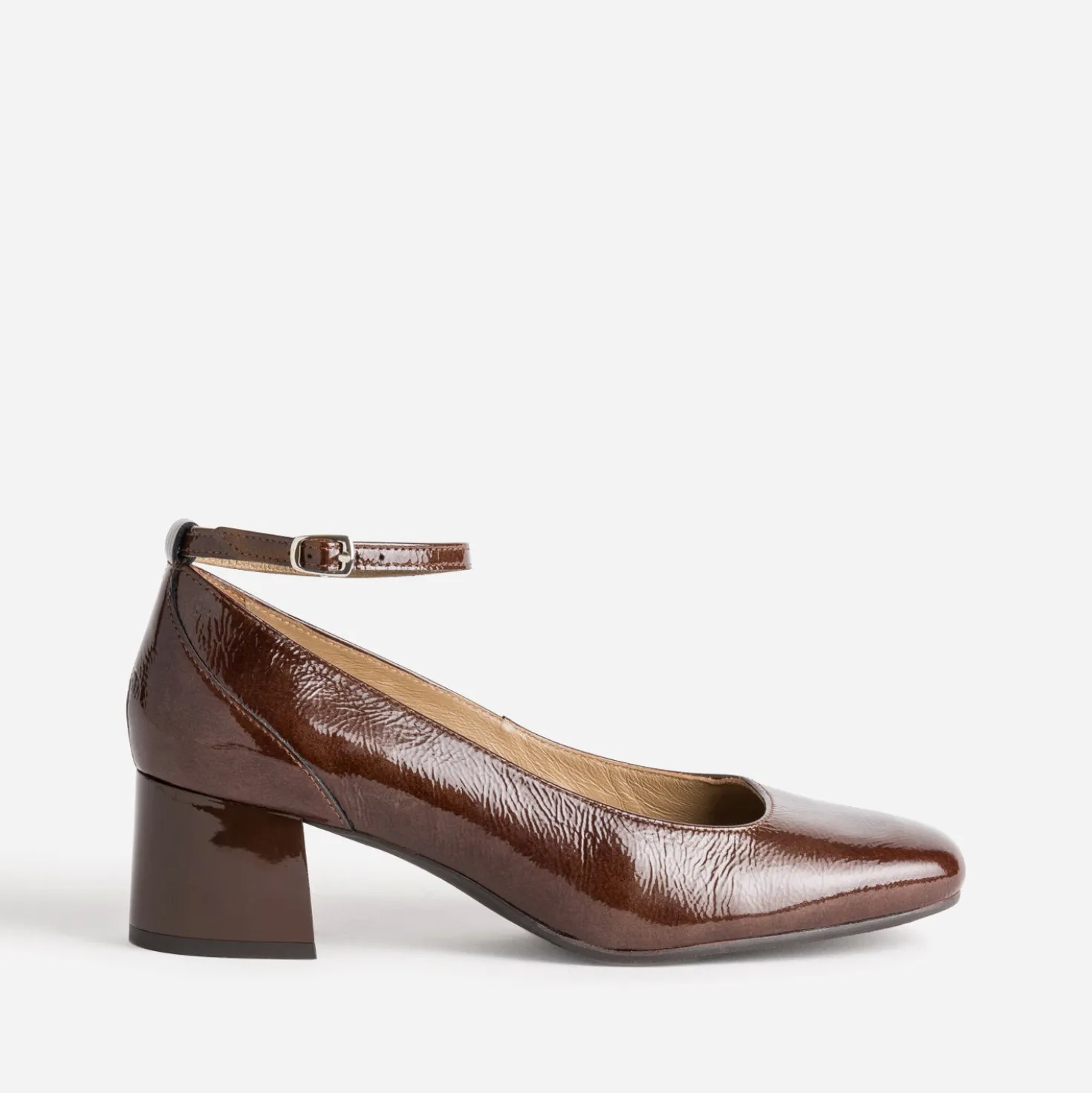 Escarpin à bride ATELIER 1927 cognac cuir verni