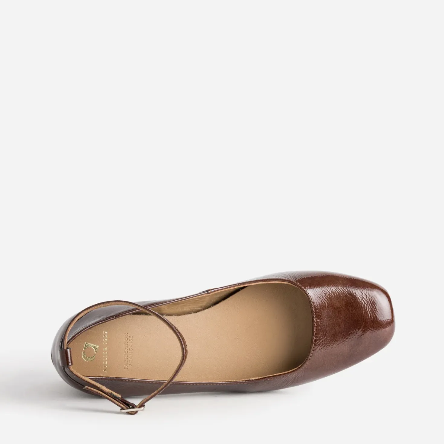 Escarpin à bride ATELIER 1927 cognac cuir verni