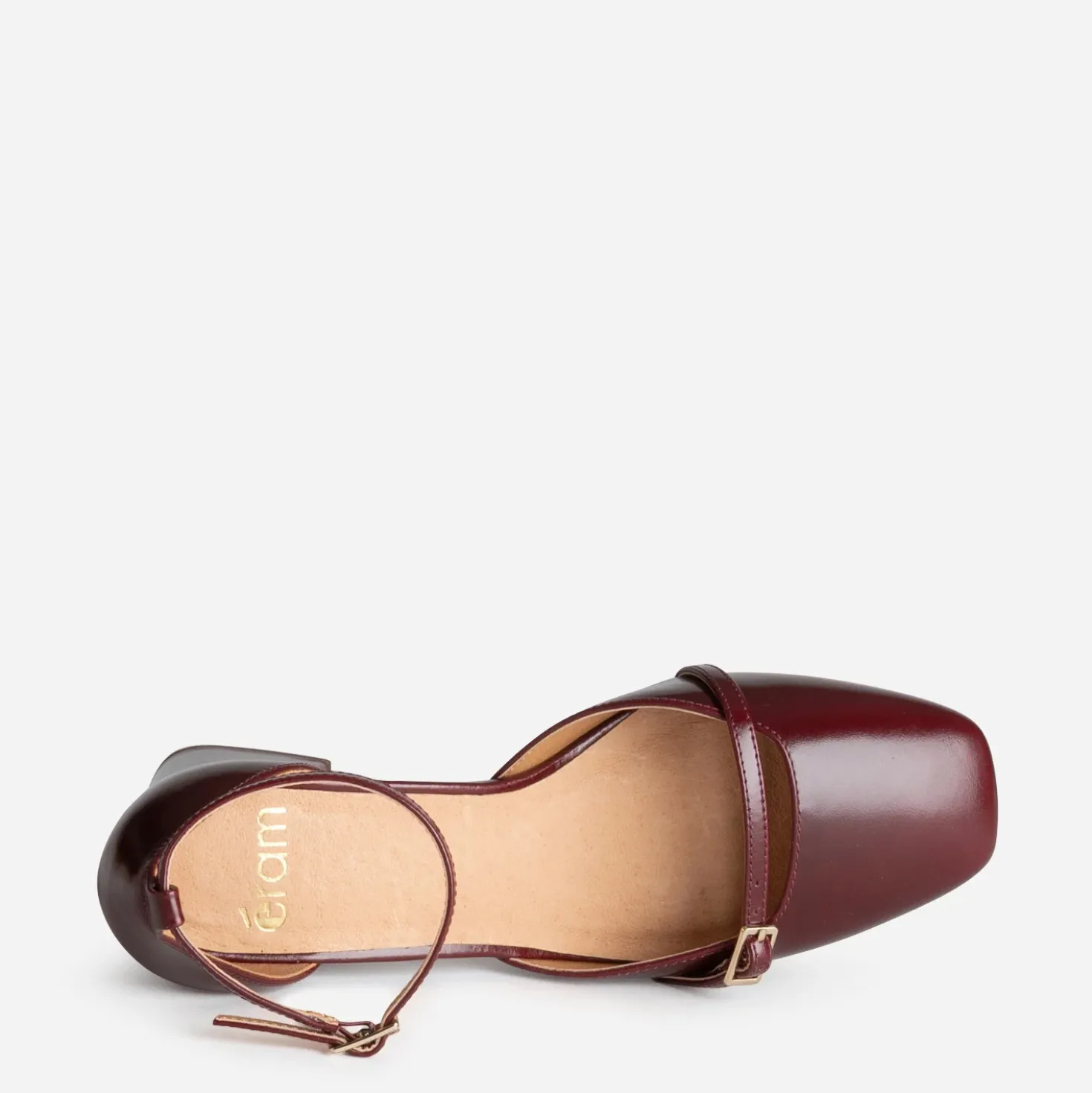 Escarpin à bride bordeaux cuir