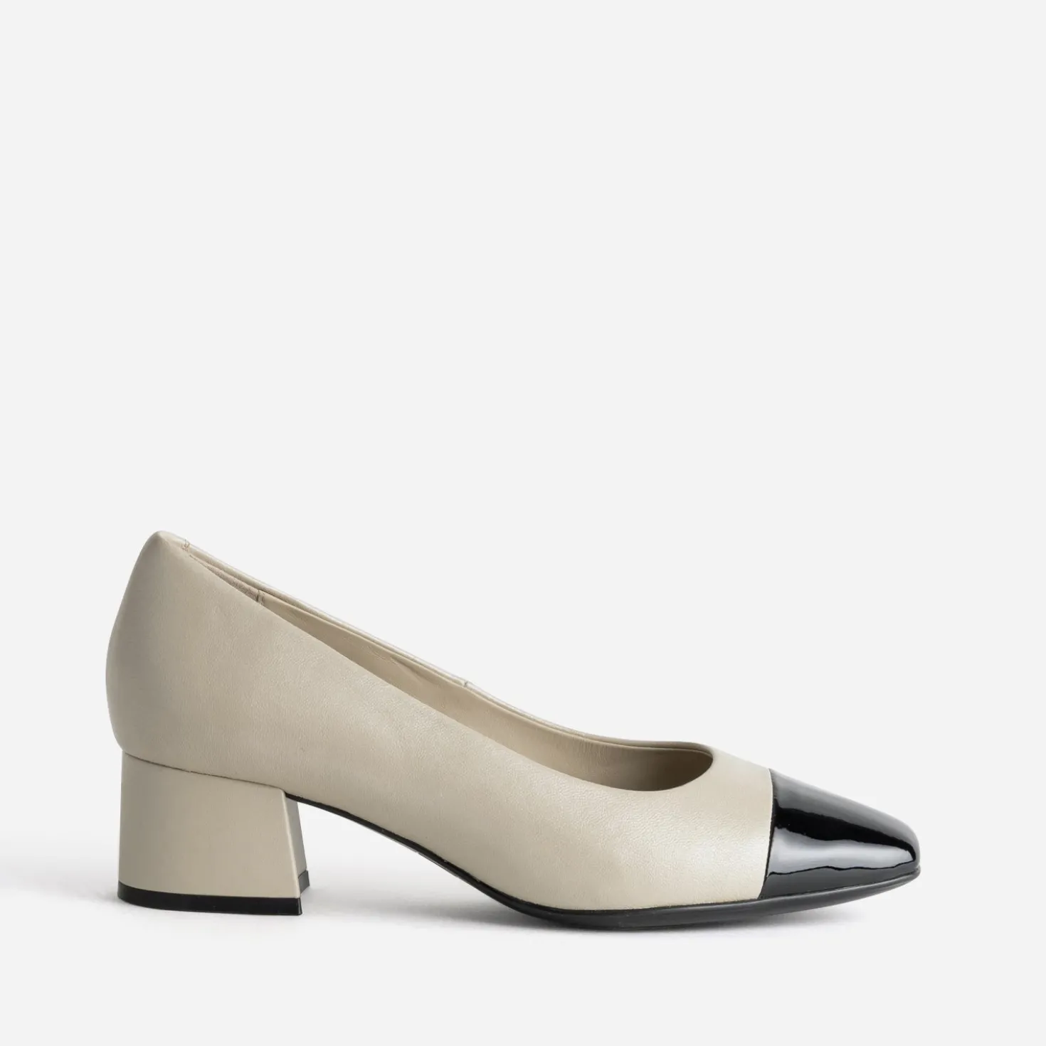 Escarpin CAPRICE beige cuir bout verni à talon