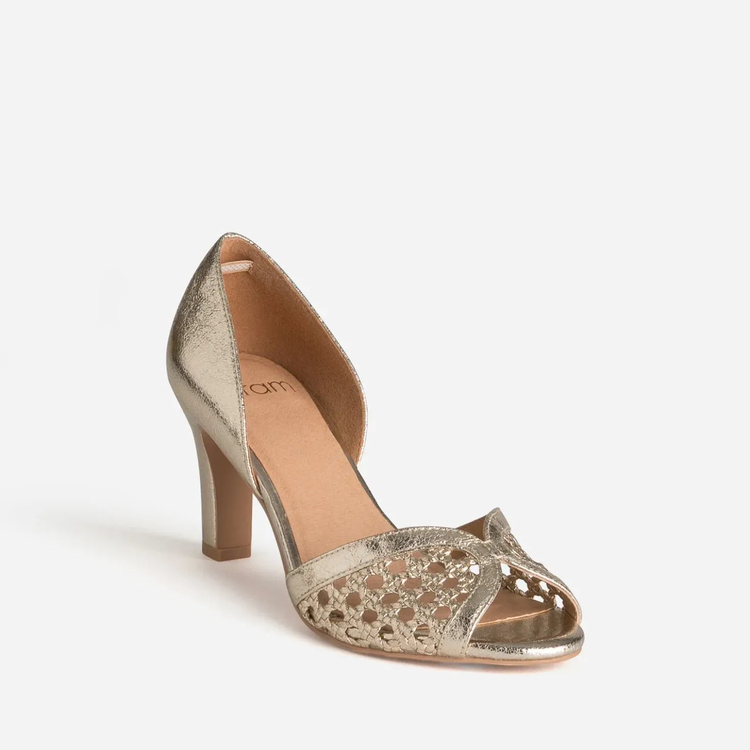 Escarpin doré ajouré open-toe
