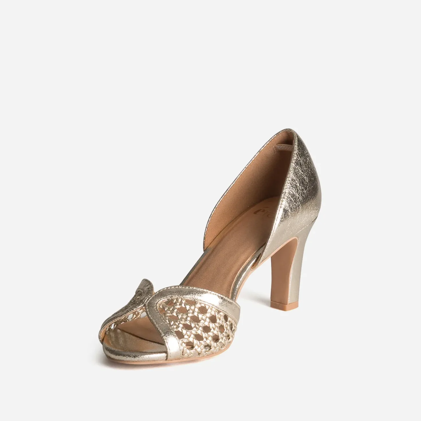Escarpin doré ajouré open-toe