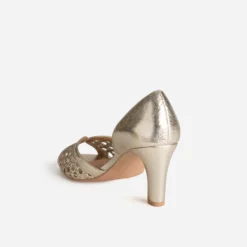 Escarpin doré ajouré open-toe