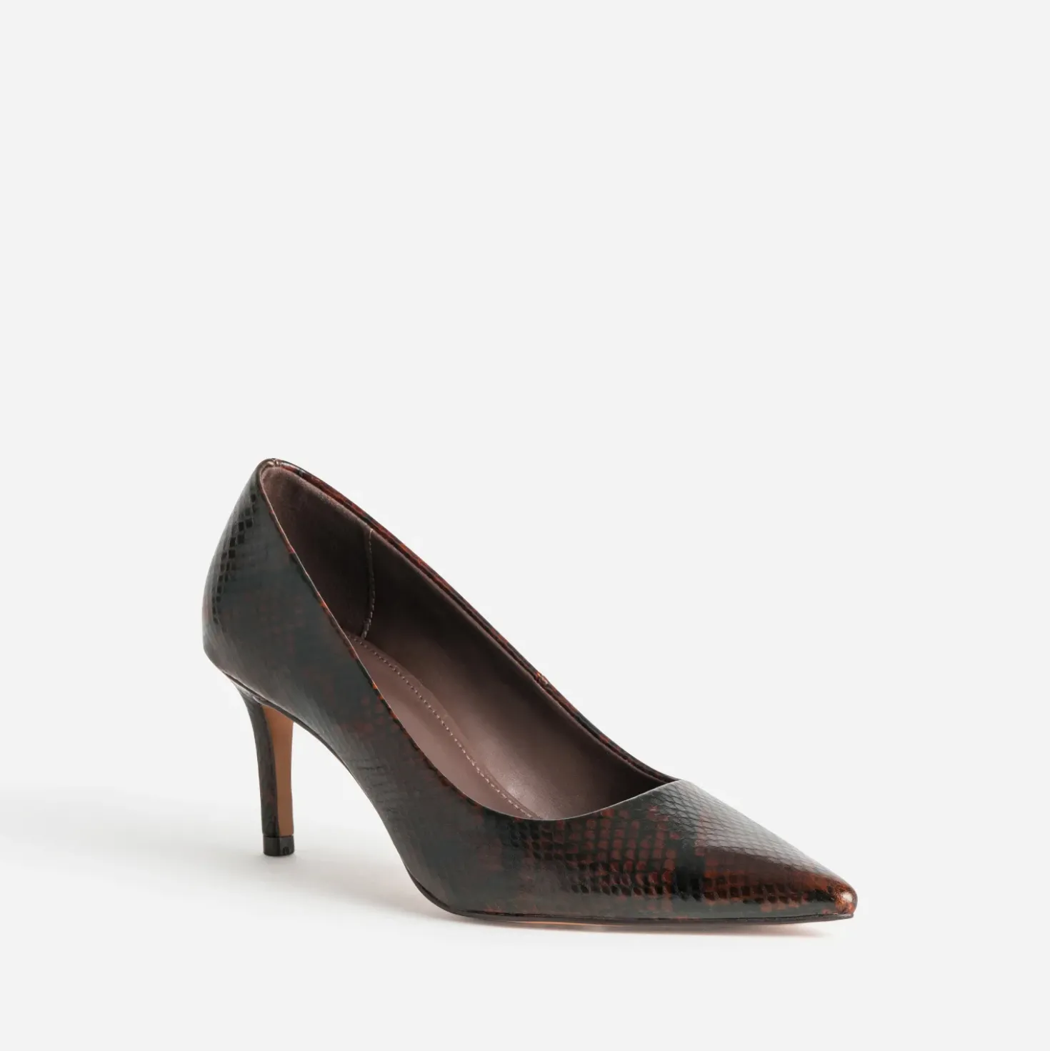 Escarpin marron cuir effet python