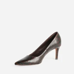 Escarpin marron cuir effet python