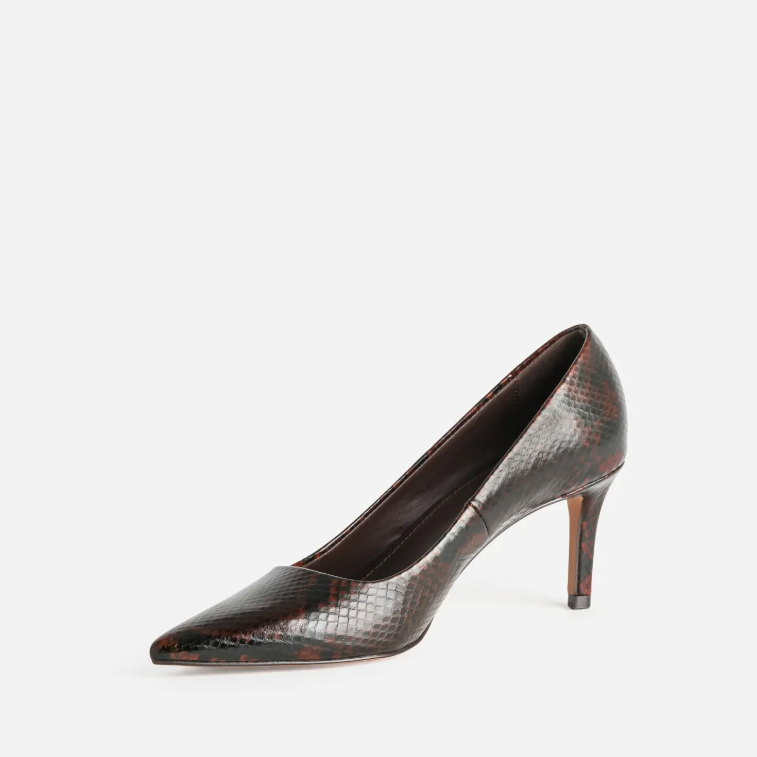 Escarpin marron cuir effet python