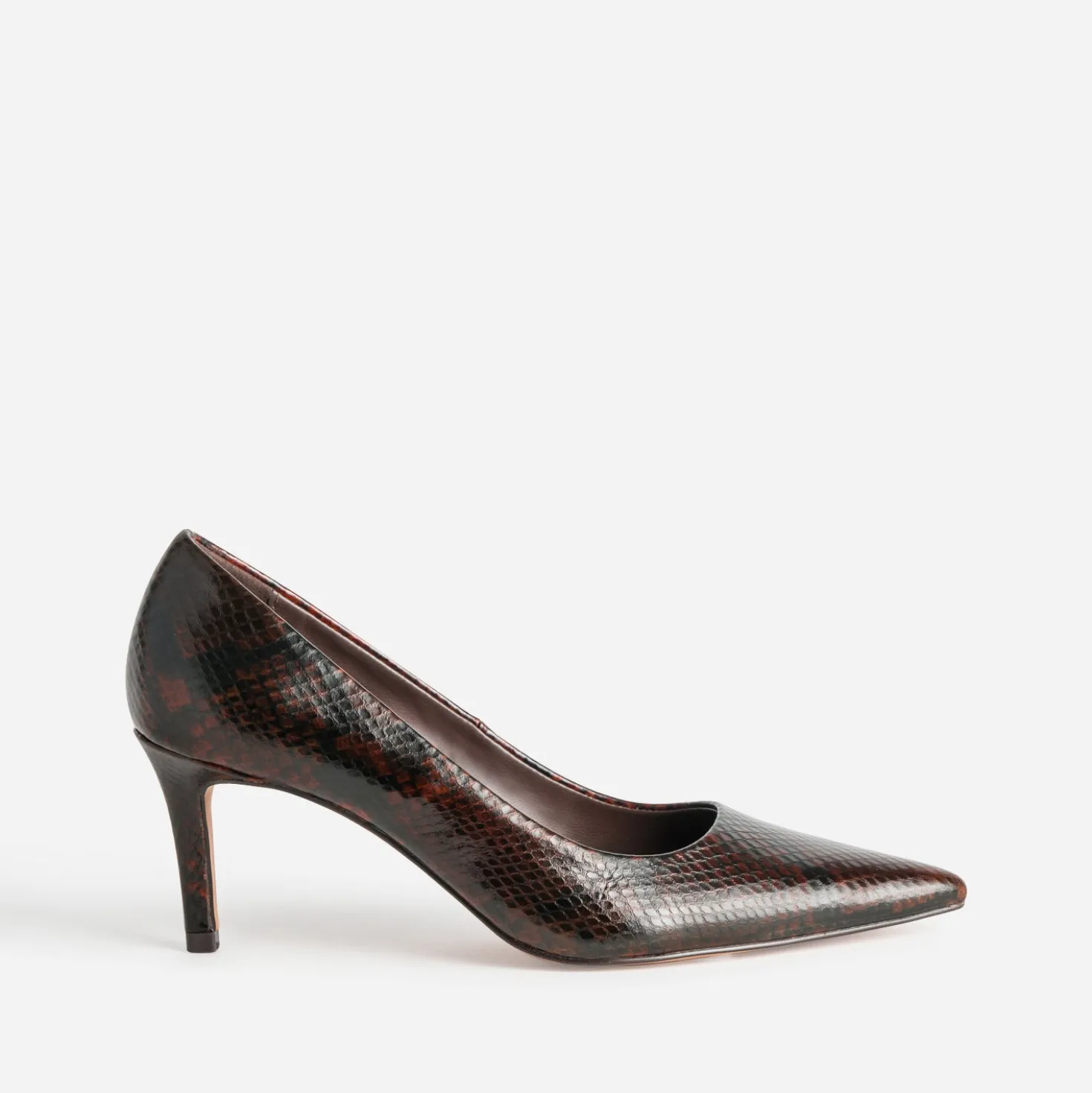 Escarpin marron cuir effet python