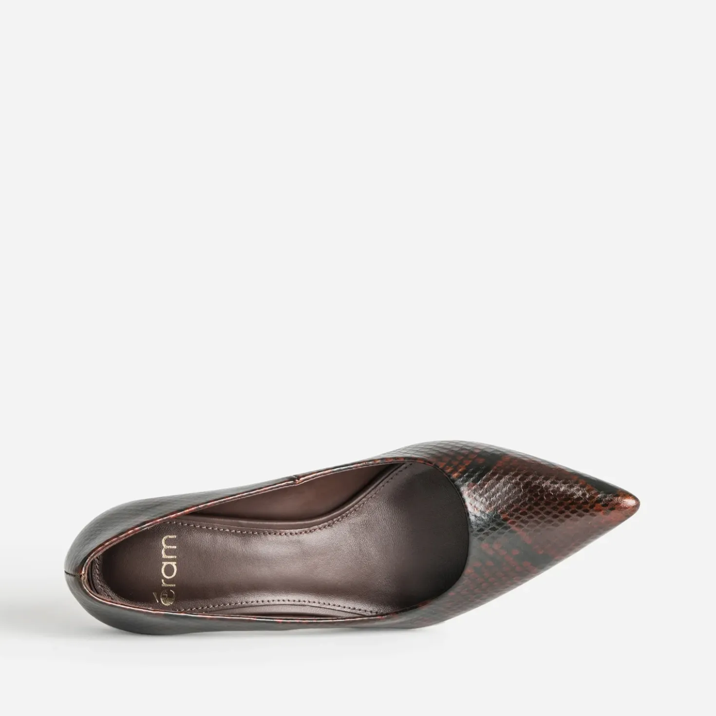 Escarpin marron cuir effet python