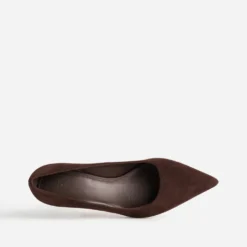 Escarpin marron cuir velours