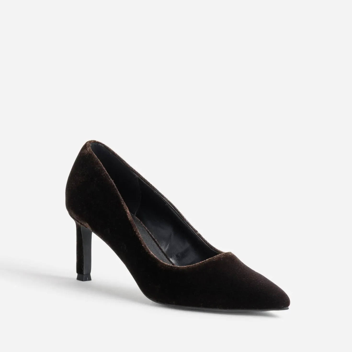 Escarpin marron panne de velours