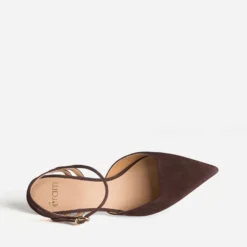 Escarpin marron suédé à brides