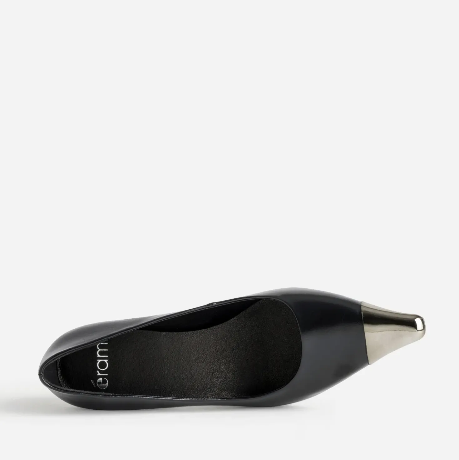 Escarpin noir cuir bout métallisé