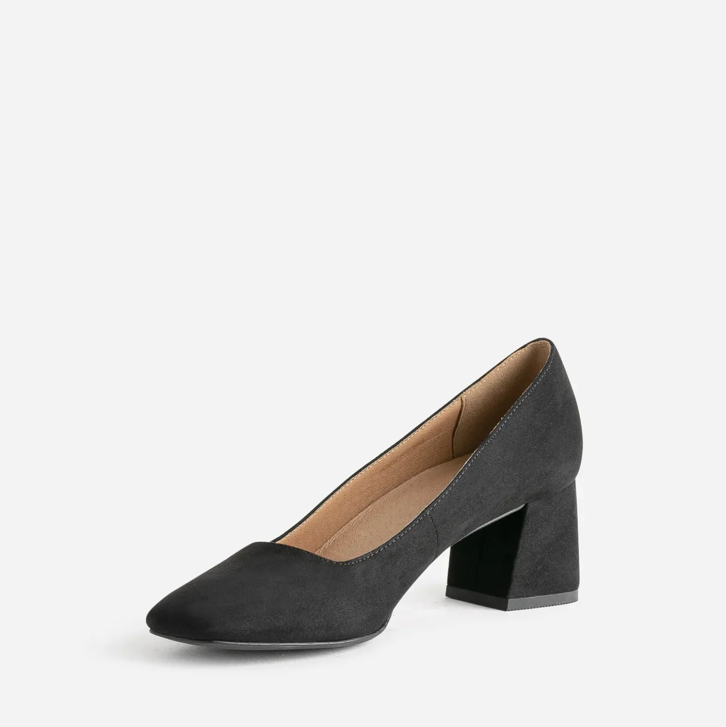 Escarpin noir suédé à bout carré