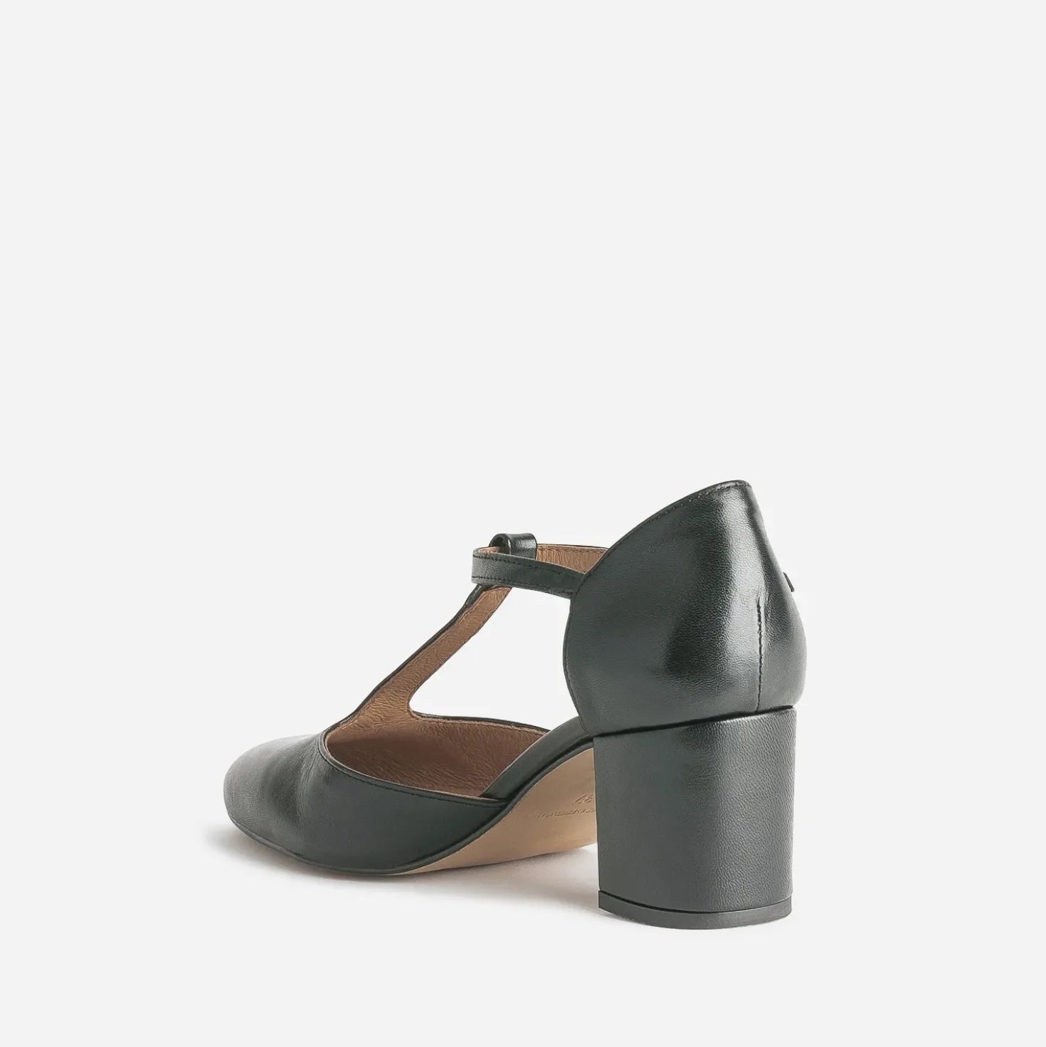 Escarpin-salomé noir éco-conçu en cuir