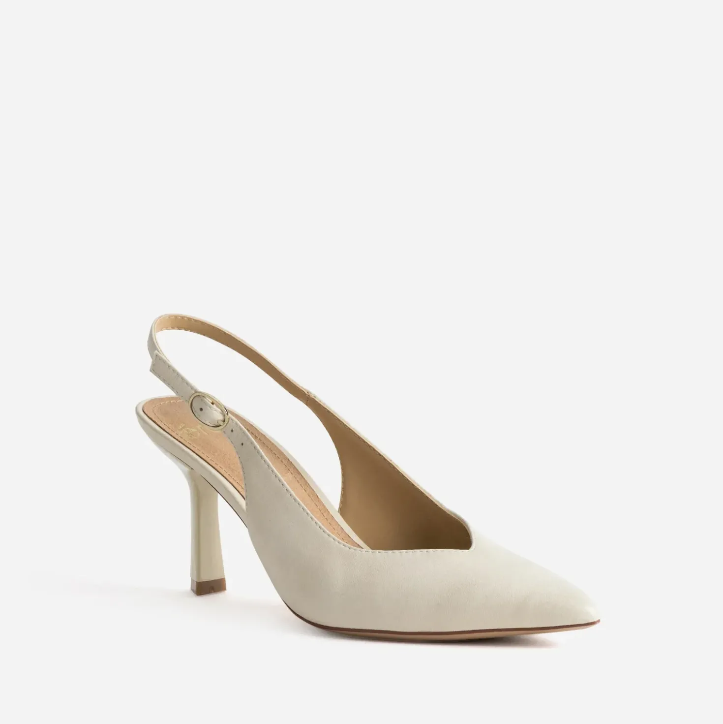 Escarpin slingback beige cuir