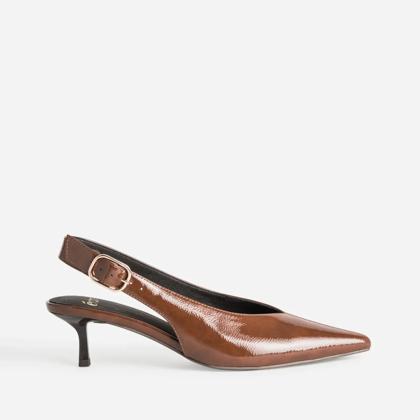 Escarpin slingback camel verni