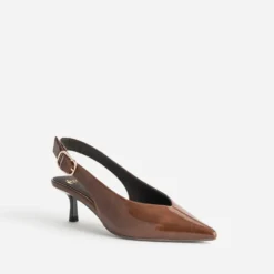 Escarpin slingback camel verni