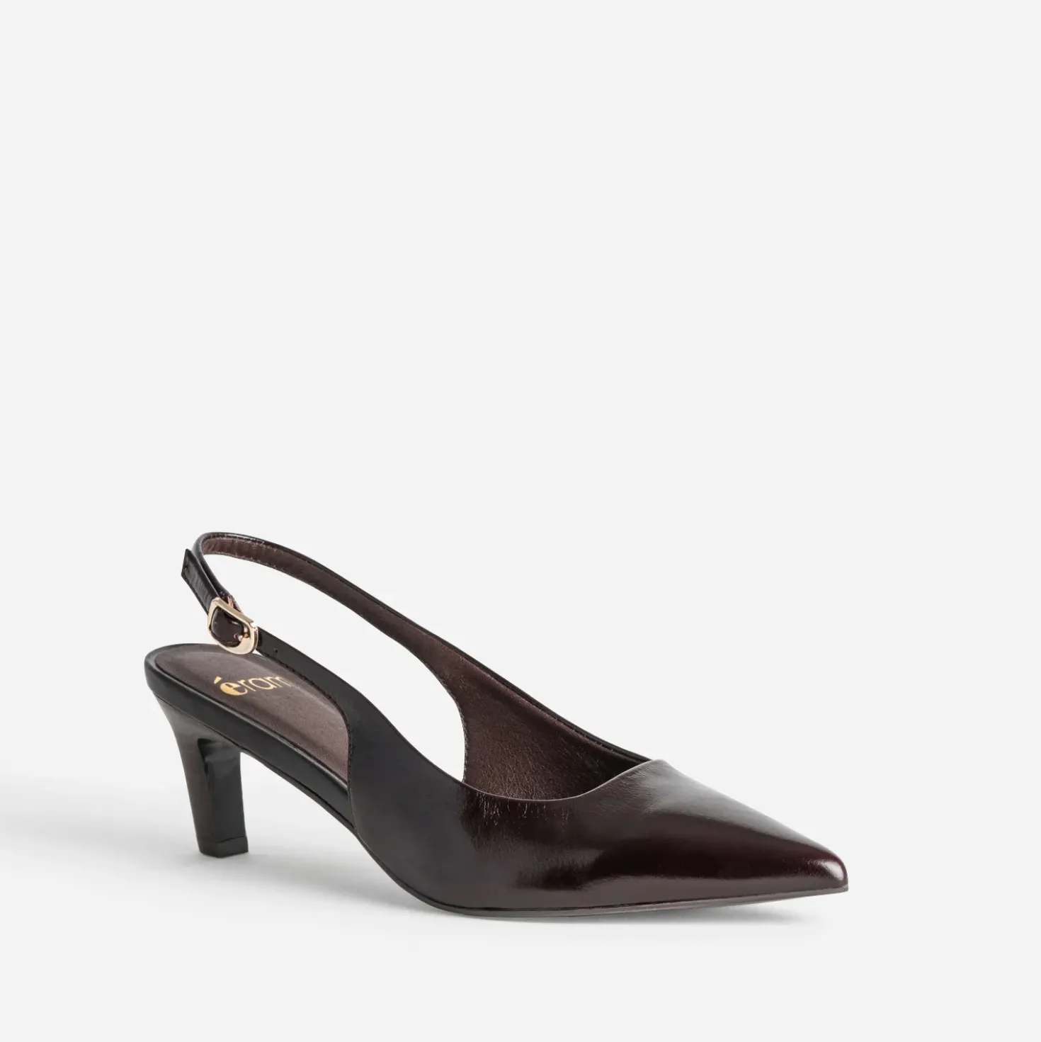 Escarpin slingback chocolat cuir