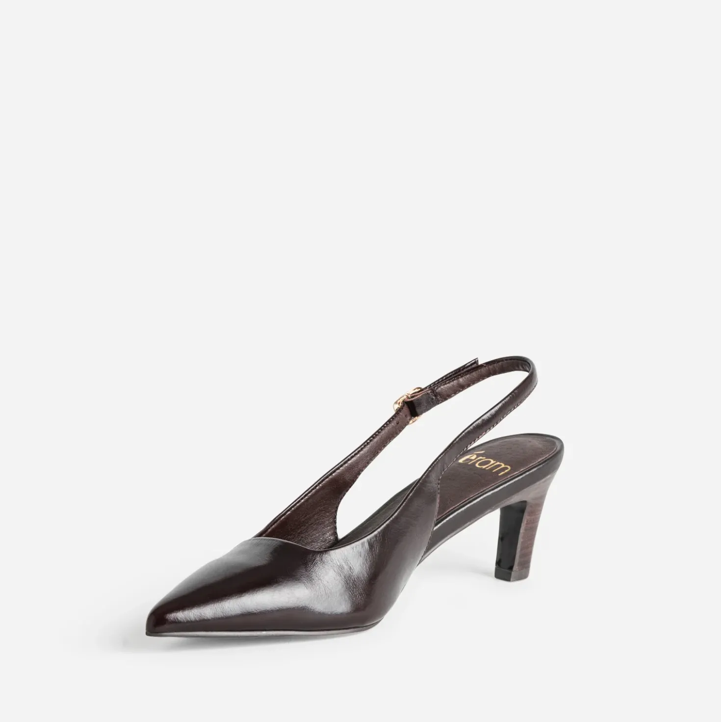 Escarpin slingback chocolat cuir
