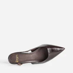 Escarpin slingback chocolat cuir