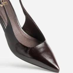 Escarpin slingback chocolat cuir