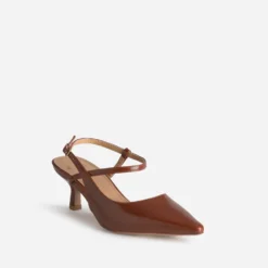 Escarpin slingback cognac