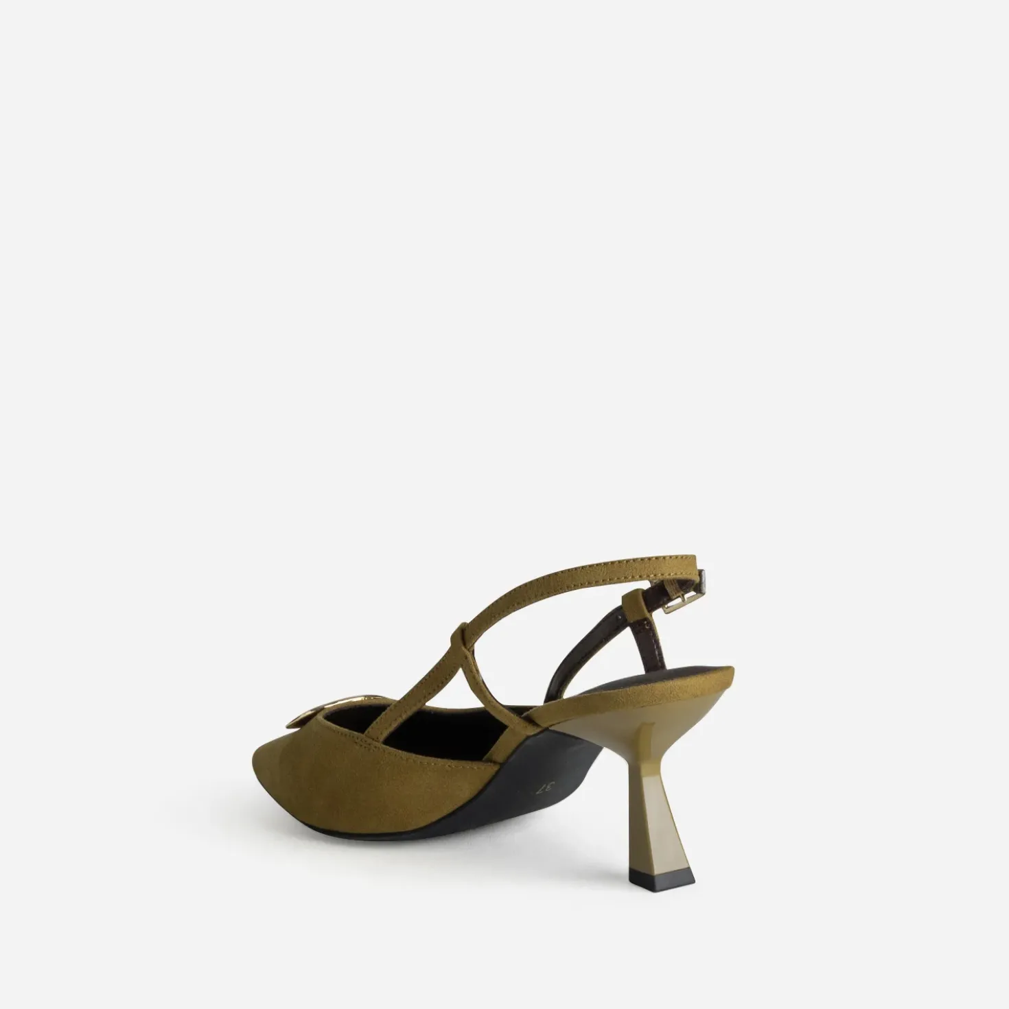 Escarpin slingback kaki détail bijou