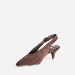 Escarpin slingback marron cuir velours