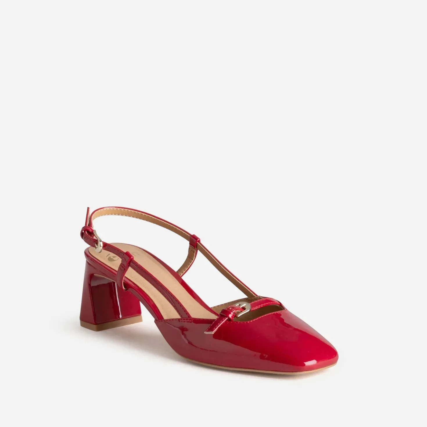 Escarpin slingback rouge verni