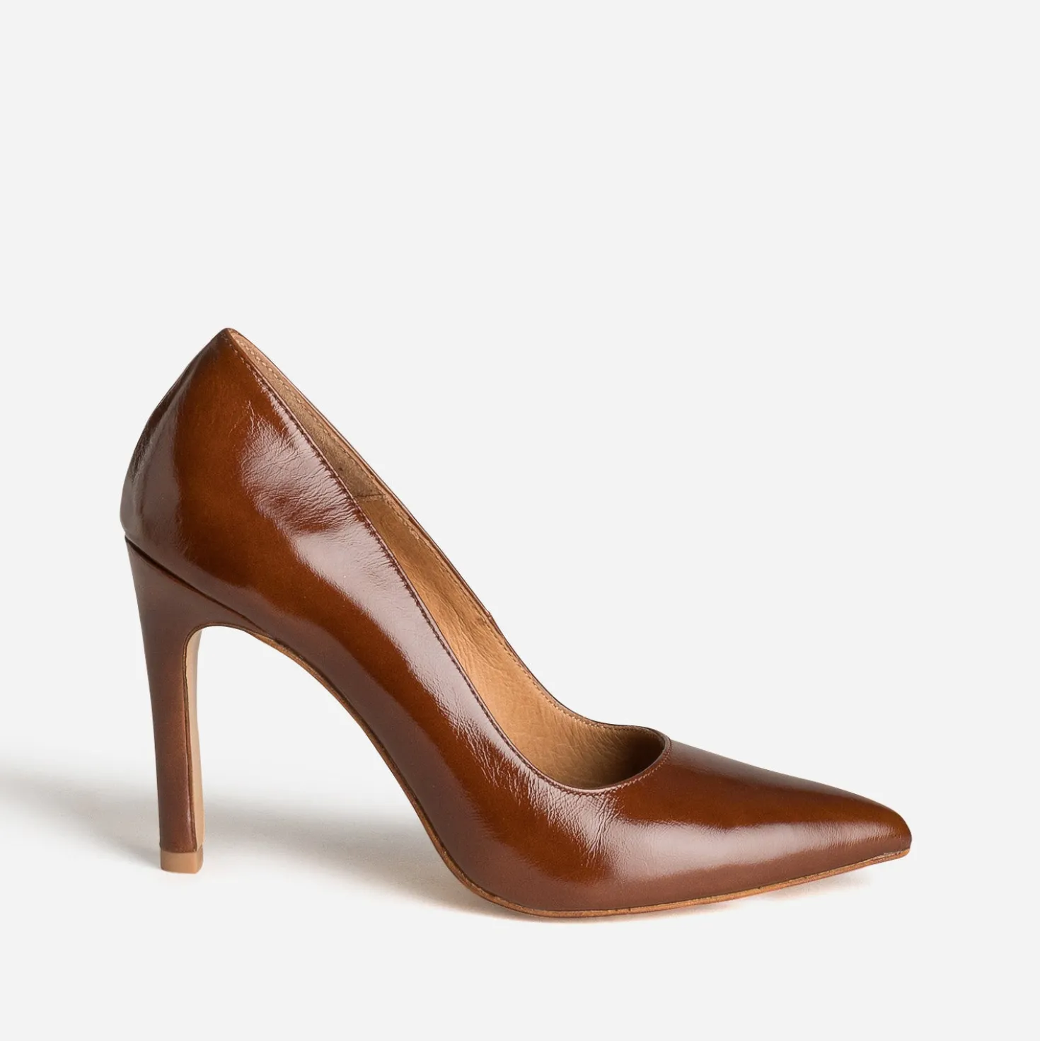 Escarpin stiletto cognac cuir