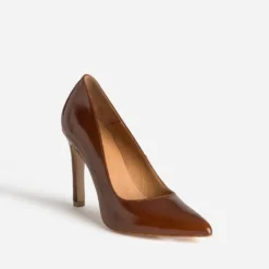 Escarpin stiletto cognac cuir